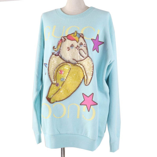 Gucci 22AW 617964 Cotton Silk Logo Printed Banana Sequins Oversized Sweatshirt