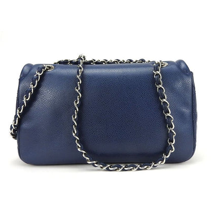 Chanel Shoulder Bag Matelasse Caviar Skin Navy Silver Hardware Decacoco W Chain