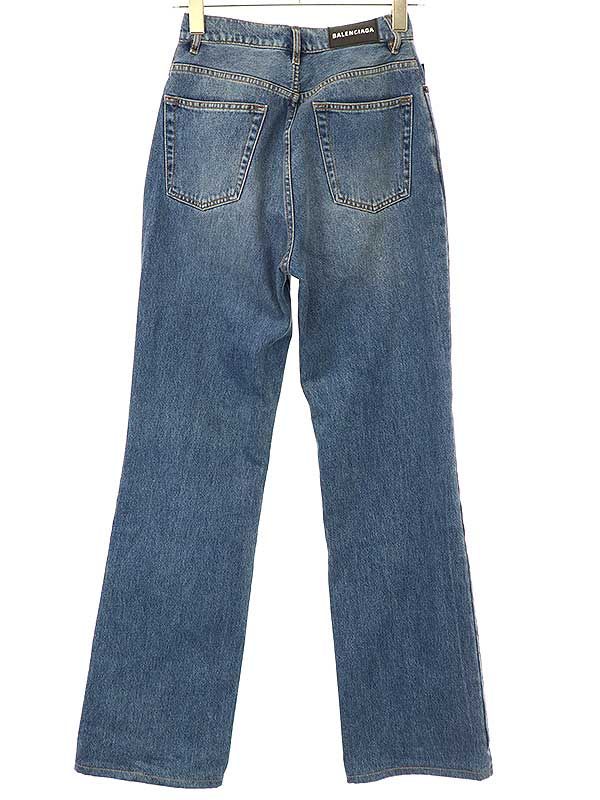 Balenciaga 20ss High Waist Long Denim Pants 594390 Tdw14 Indigo 27
