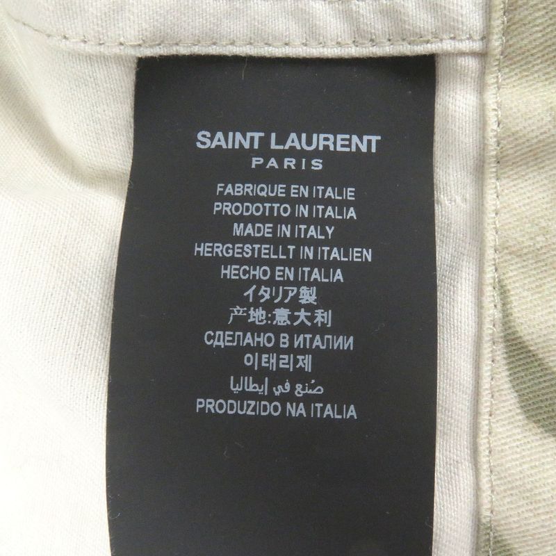 Saint Laurent Paris 2020 645595 Linen Blend Leaf Print Hooded Mod Coat