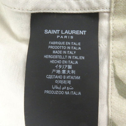 Saint Laurent Paris 2020 645595 Linen Blend Leaf Print Hooded Mod Coat