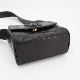 Chanel Matelasse Coco Mark Shoulder Bag Leather Black