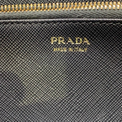 3347 Prada Saffiano Metal Saffiano Metal Round Zipper Long Wallet 1ml506 Black