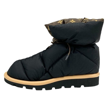 Louis Vuitton Pillow Line Monogram Boots Short Boots Shoes Nylon Black Brown