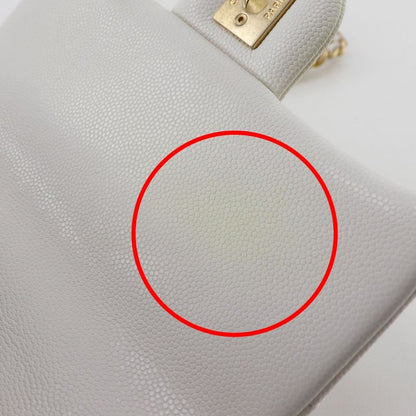 Chanel Matelasse Flap Shoulder Chain Shoulder A35200 Caviar Skin White/gold