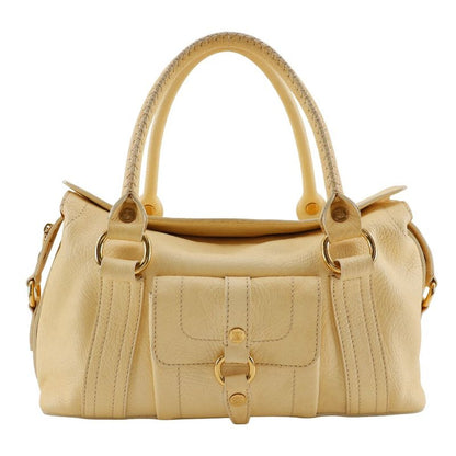 Celine Mini Boston Bag Triomphe Leather Off White Women Tote Bag