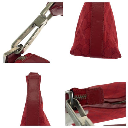 Gucci Red Silver Hardware GG Canvas 000 0602 Shoulder Bag Shoulder Women 504651