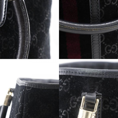 Gucci GG Sherry Line 162160 Suede Black Unisex Tote Bag