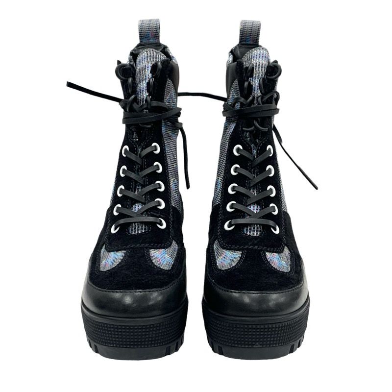 Louis Vuitton Laurie Line Monogram Boots Short Boots Shoes Leather Suede Black