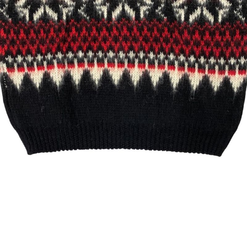 Celine Sweater Fair Isle Logo Knit Crewneck 2aa80628s Size S 22aw Black Red