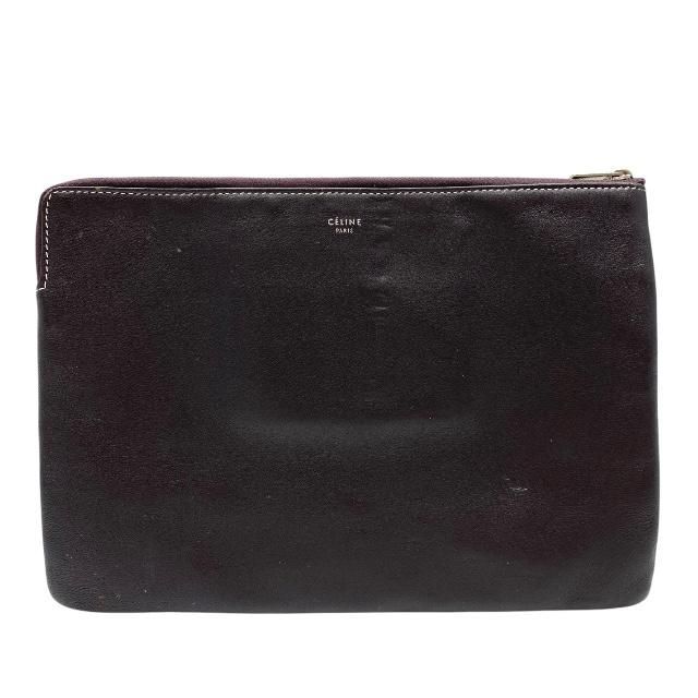 Celine U-sd-1116 Clutch Bag Clutch Pochette Second Bag Check Dark Brown Bicolor