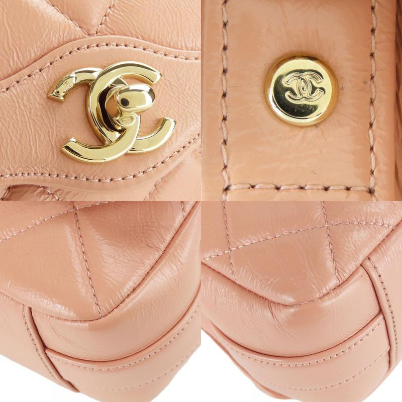 Chanel Shoulder Bag Matelasse Leather Peach Beige Gold Hardware 29th Coco Mark