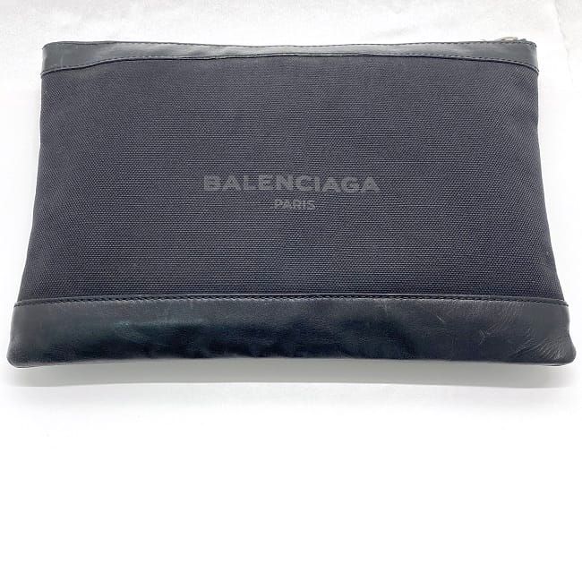 Balenciaga Clutch Bag Navy Clip M Black 373834