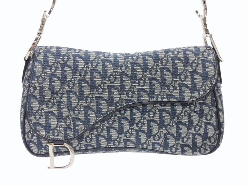 Dior Trotter Line Saddle Bag Navy Silver — view 2
