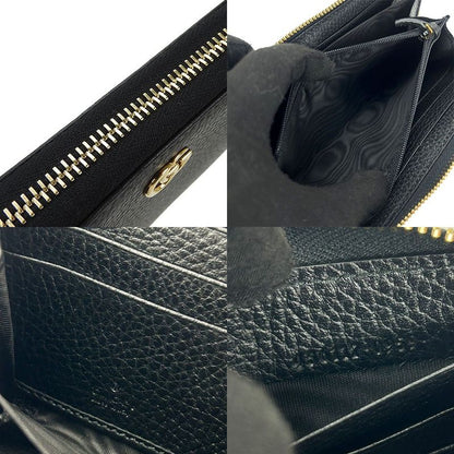 Gucci Round Zipper Long Wallet Zippy Wallet 456117 GG Marmont Black Leather