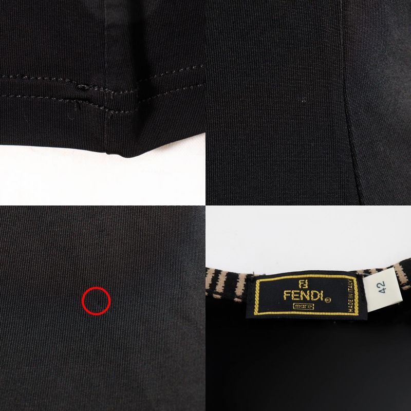 Fendi Logo Pie Pink Rayon Black Women's Short Sleeved T-shirt