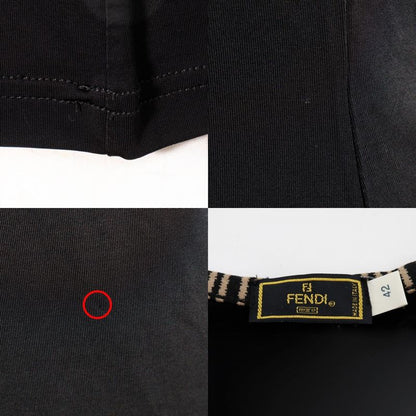 Fendi Logo Pie Pink Rayon Black Women's Short Sleeved T-shirt