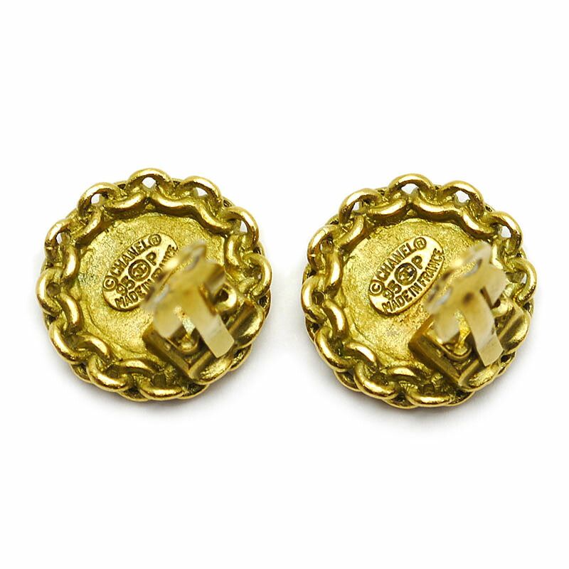 Chanel Coco Earrings Clip Type Plated (GP) 95P With Box