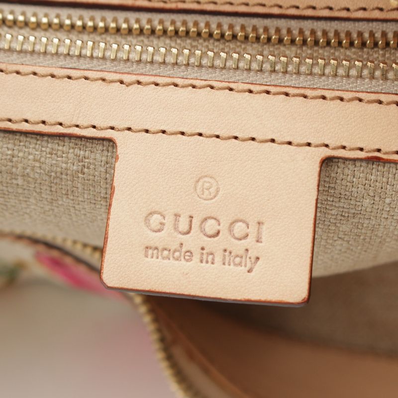 Gucci Floral Bamboo Semi One Shoulder Handbag Multicolor