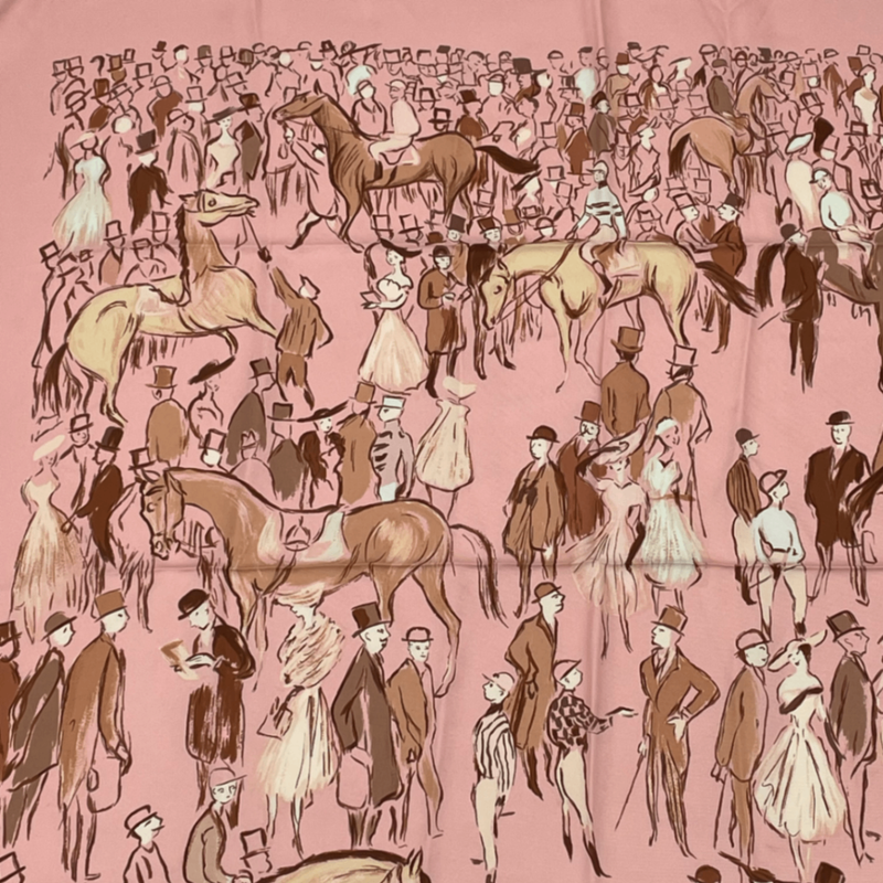 Hermes Carre 90 Paddock Pink Scarf 100% Silk