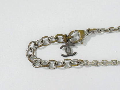 Authentic Chanel Coco Mark Necklace Pendant Plastic Metal Silver Hardware Clear