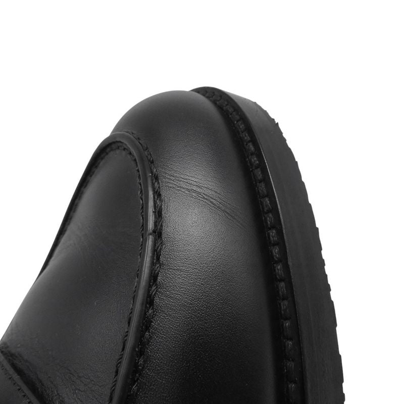 Hermes Moccasins Impact Calf Leather 36.5 Shoes Black