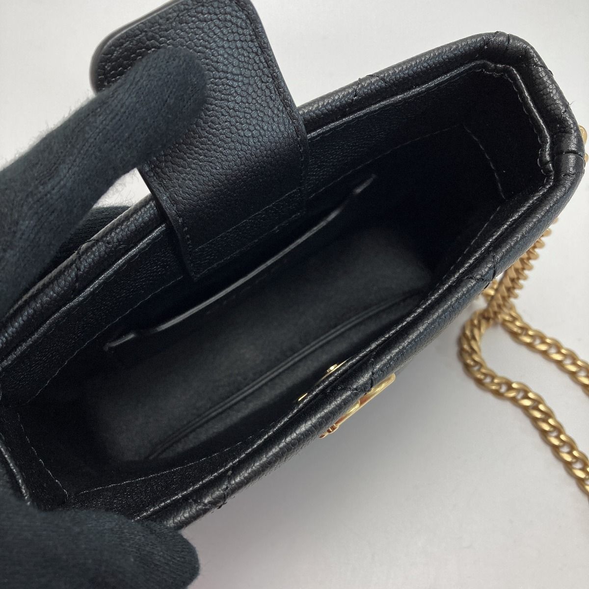 Chanel Cocomark Matelasse Chain Shoulder Bag As3830 Black Caviar Skin Heart