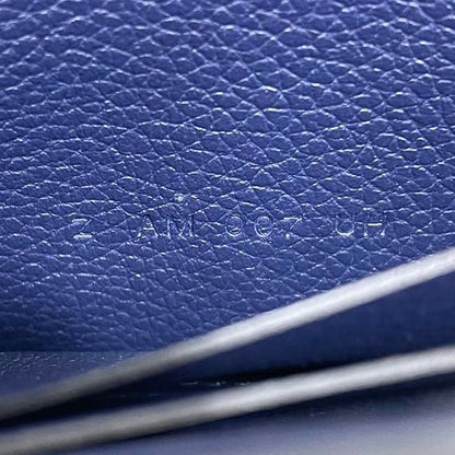 Hermes Wallet Luli Slim Wallet Navy Silver Hardware Excellent Condition Leather