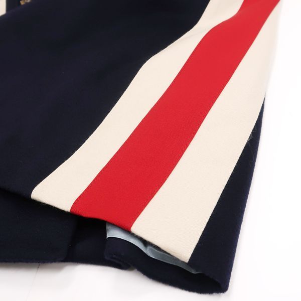 Gucci Chester Coat 546321 Cashmere 95% Wool 5% Navy Stripe Tricolor Gucci