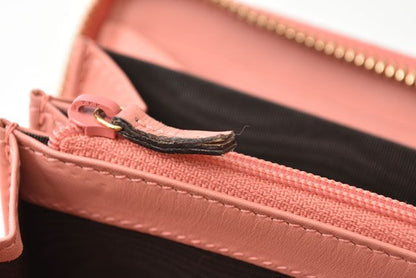 Unused Gucci Wallet Long Wallet Round Zipper GG Marmont Ribbon Pink 435819