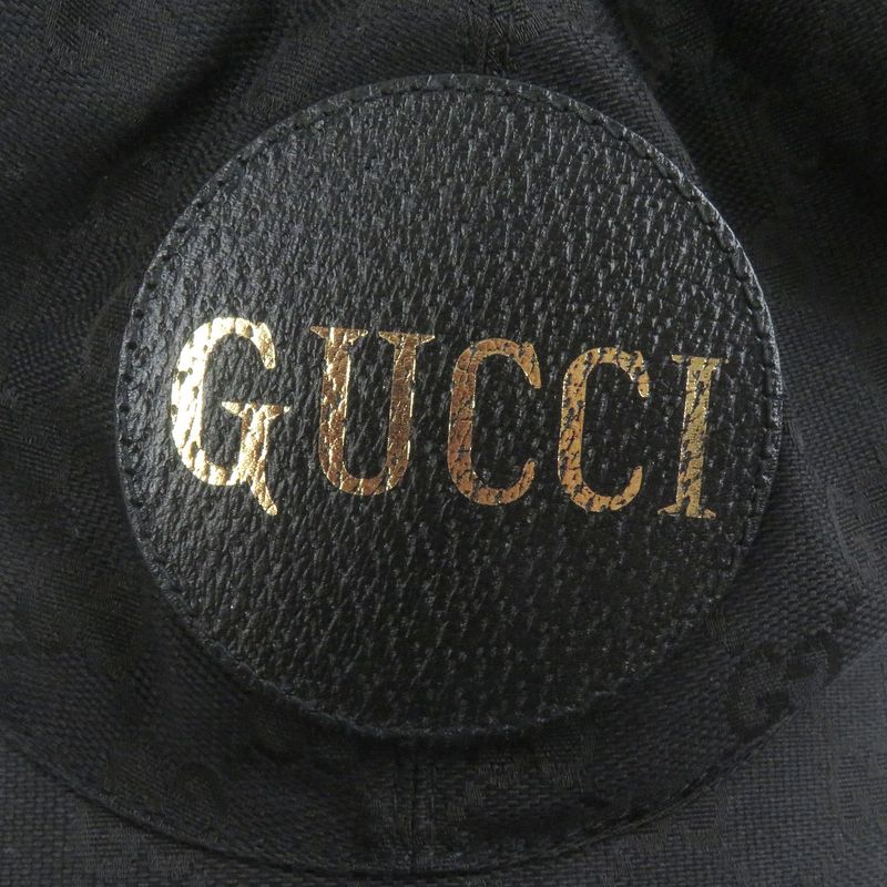 Gucci 576253 GG Canvas Logo Patch Baseball Cap Hat Black M/58cm (22.83in) Made