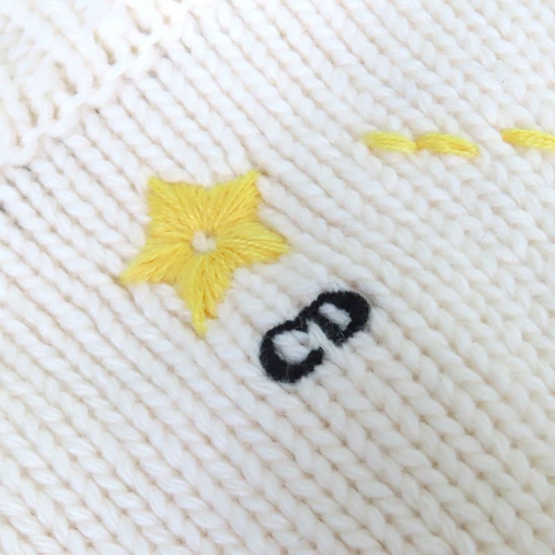 Christian DIOR 22AW 244g52ln320 Wool Cashmere Pixel Zodiac Leo Logo Button