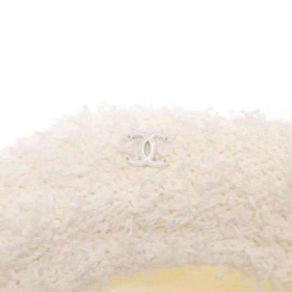 Chanel Coco Mark Tweed Beret White M