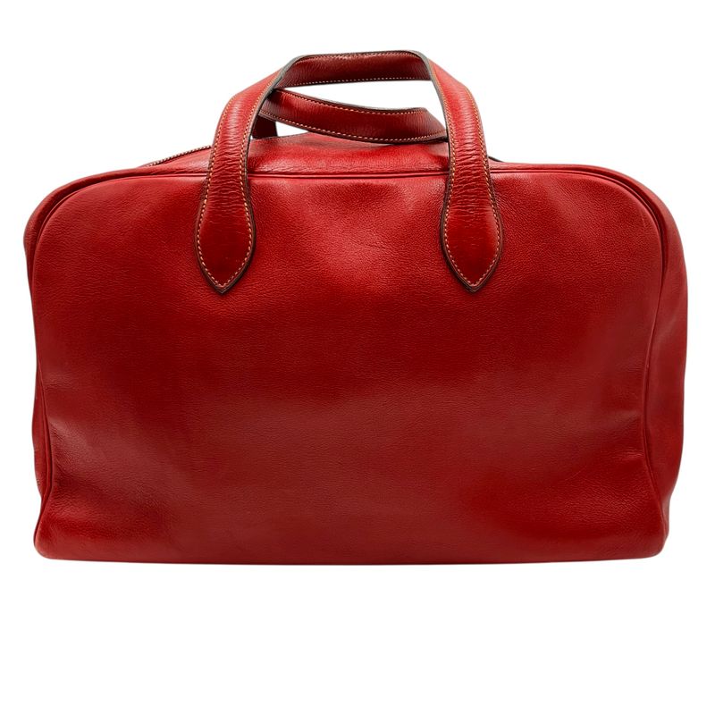 Hermes Boston Bag Leather Victoria Bow Ring Bag Rouge Red