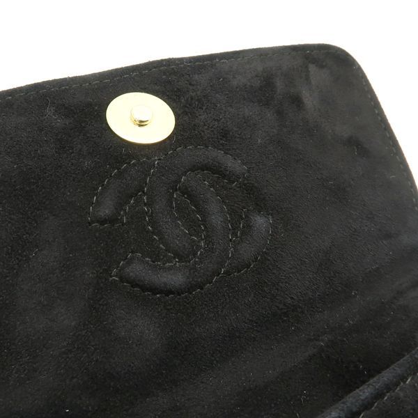 Chanel Chain Shoulder Gripoix 1993? Suede Black Chevron Chanel