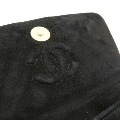 Chanel Chain Shoulder Gripoix 1993? Suede Black Chevron Chanel