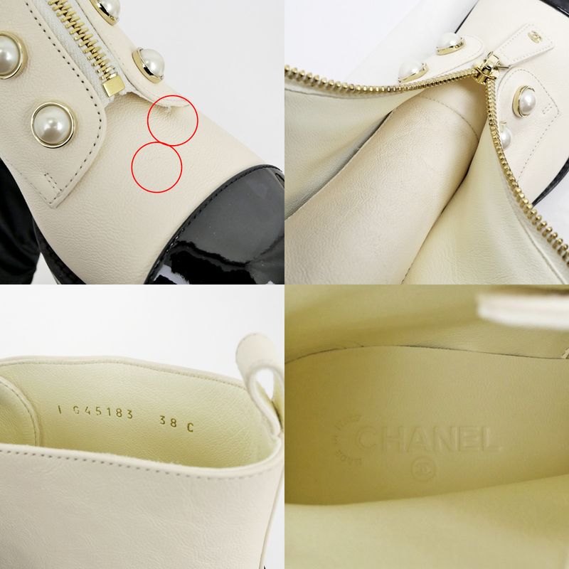 Chanel Shorts Fake Pearl White Black G45183 Size 38C Shoes Ladies