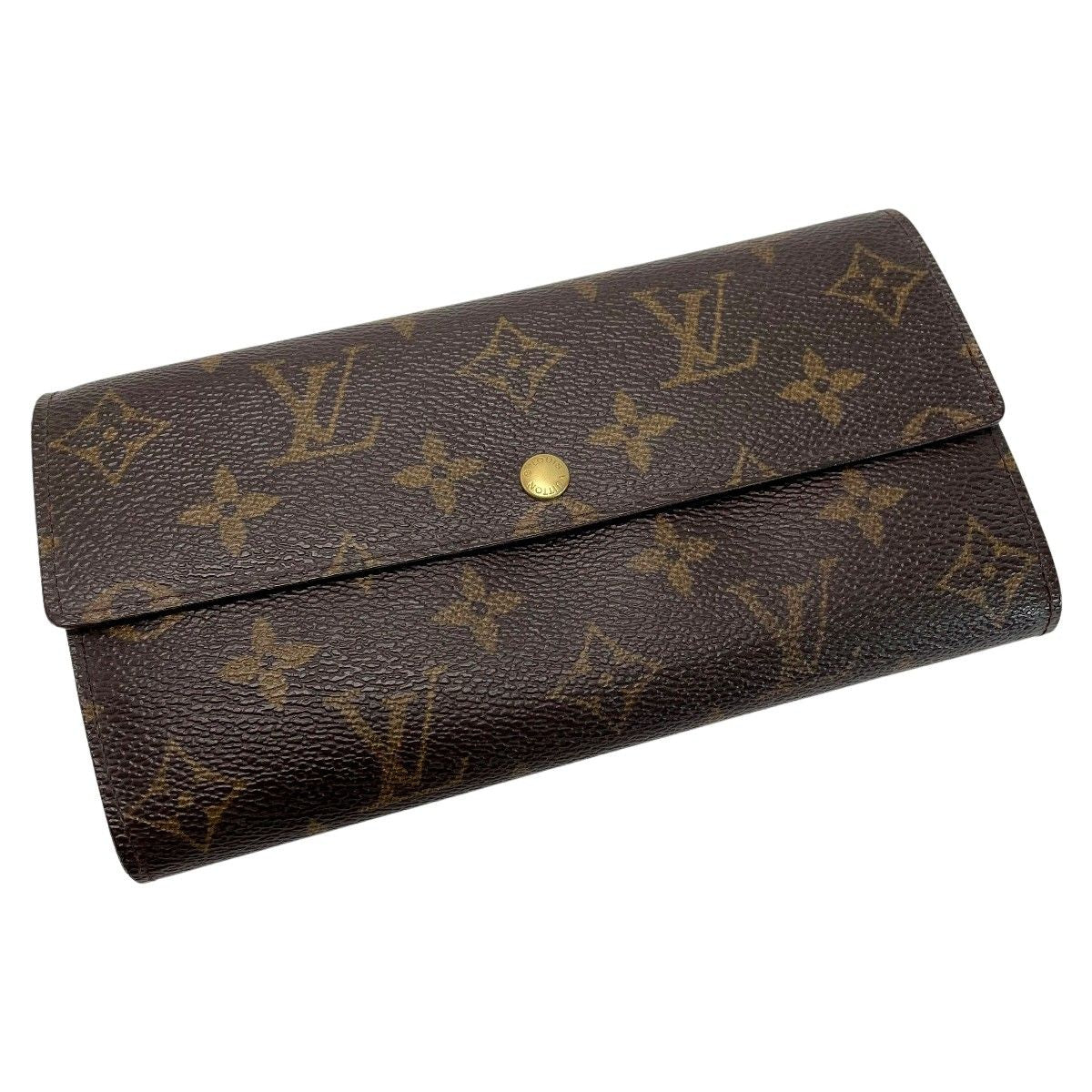 Louis Vuitton Pochette Portomone Credit M61725 Brown Long Wallet