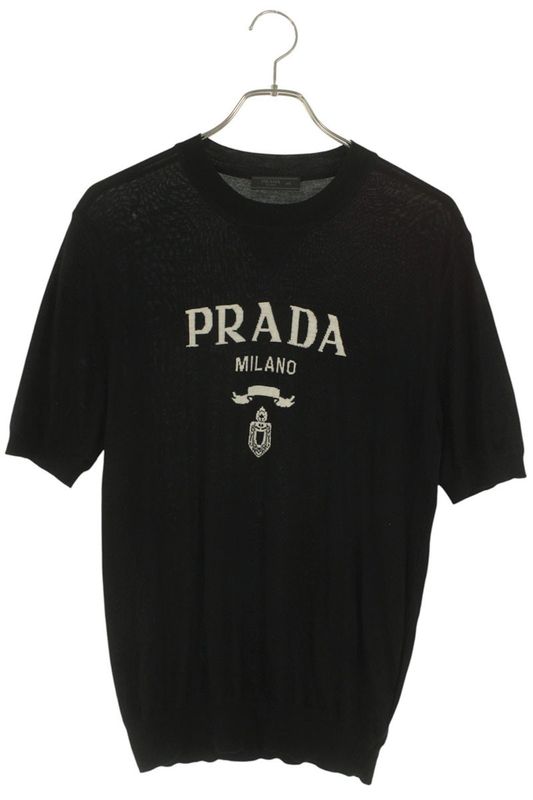 Prada Umb272 Superfine Wool Logo Knit T-shirt Men's 48