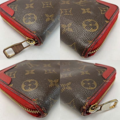 Louis Vuitton Monogram Zippy Wallet Retiro M61854 Series (Red) Round Zipper