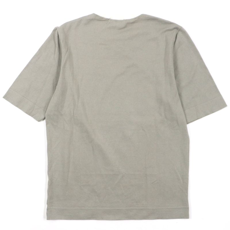 Hermes 22SS Cotton Cashmere Crew Neck Bicolor Short Sleeve Thermal Knit Ivory