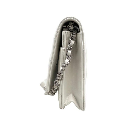 Chanel Shoulder Bag Ribbon Chain Wallet Matelasse Lambskin Coco Mark Pearly