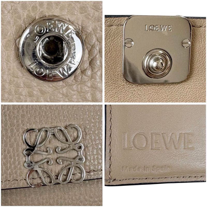 Loewe Anagram Trifold Wallet Pebble Grain Calf Sand Beige