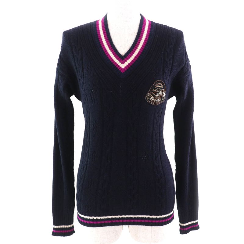 CHANEL P44160k04587 Cashmere Logo Emblem V-neck Long Sleeve Knitted Sweater