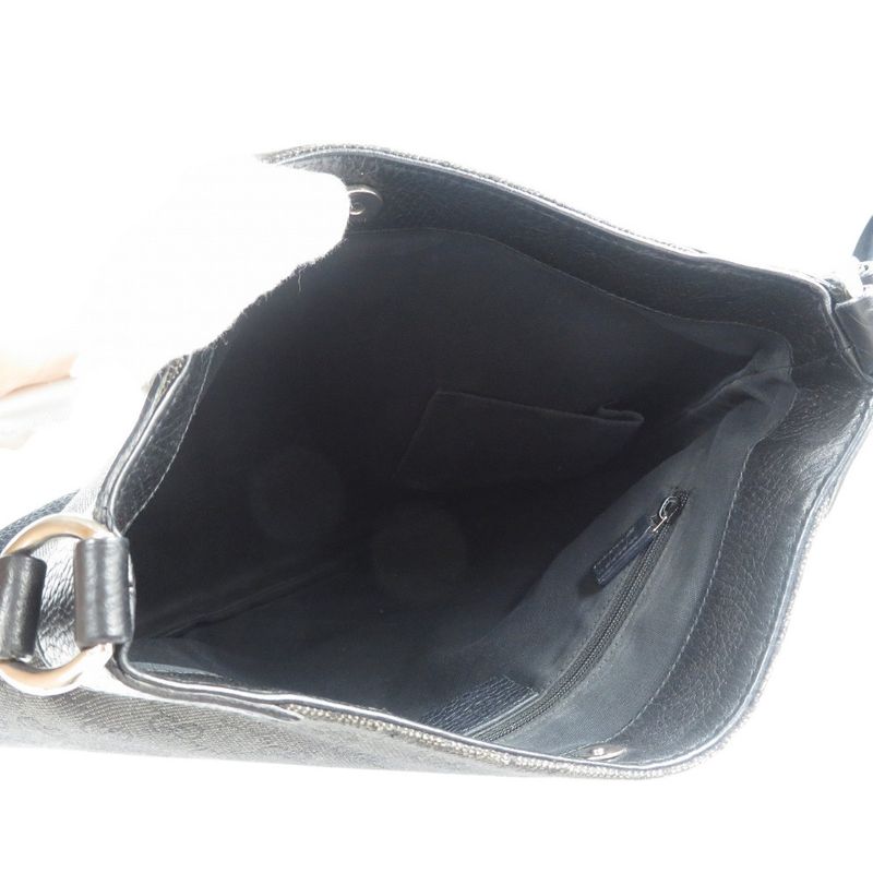 Gucci 196140 GG Canvas Silver Hardware Black Shoulder Bag 1087 Gucci