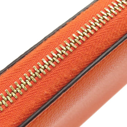 Gucci Long Wallet Logo Zip Around Wallet Leather Orange Gold Hardware Round