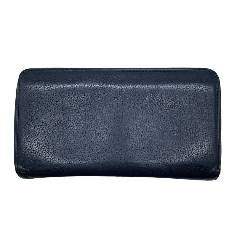 Celine Round Zip Long Leather Wallet Long Wallet Navy