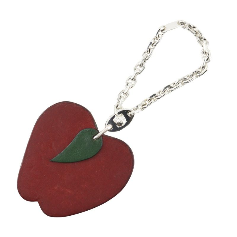 Hermes Apple Motif Key Holder Bagcharm Leather Red Ladies Charm