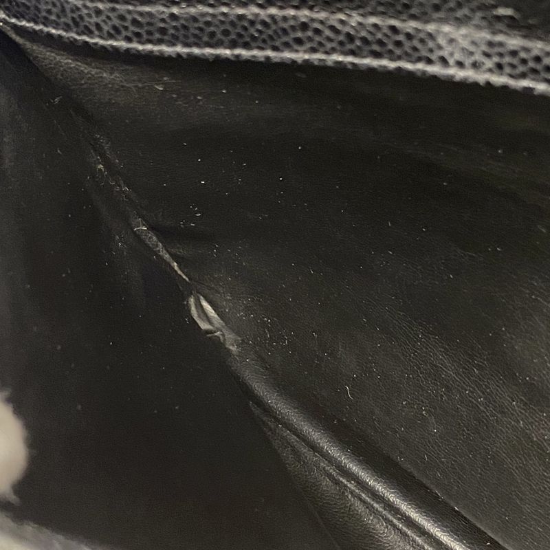 Chanel Shoulder Bag Caviar Skin Black Gold Hardware Women