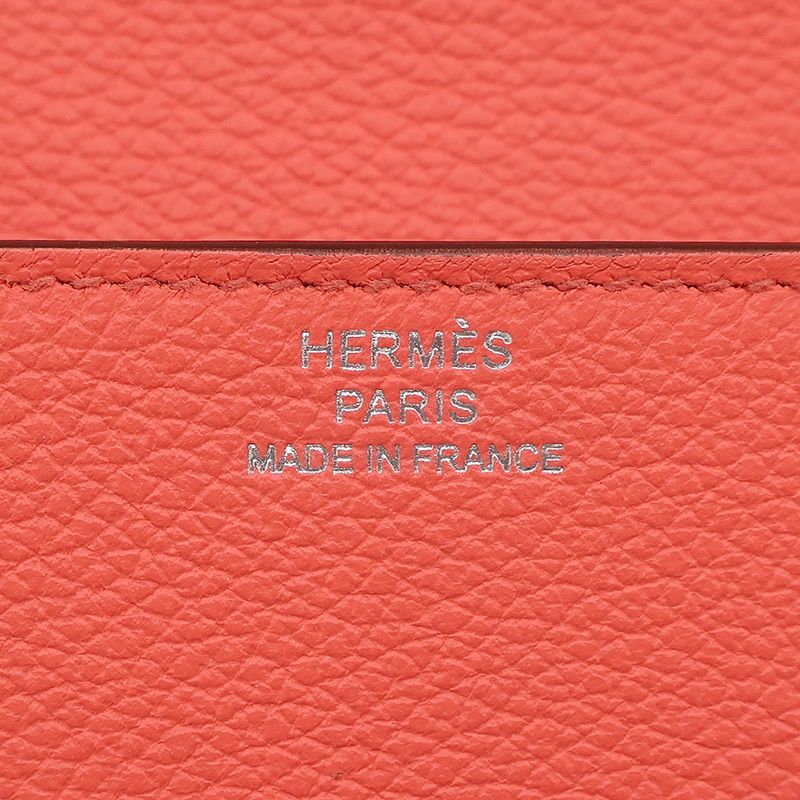 Hermes Bifold Wallet Lauris Luli Slim Verso Evercolor Rose Texas and Sienne